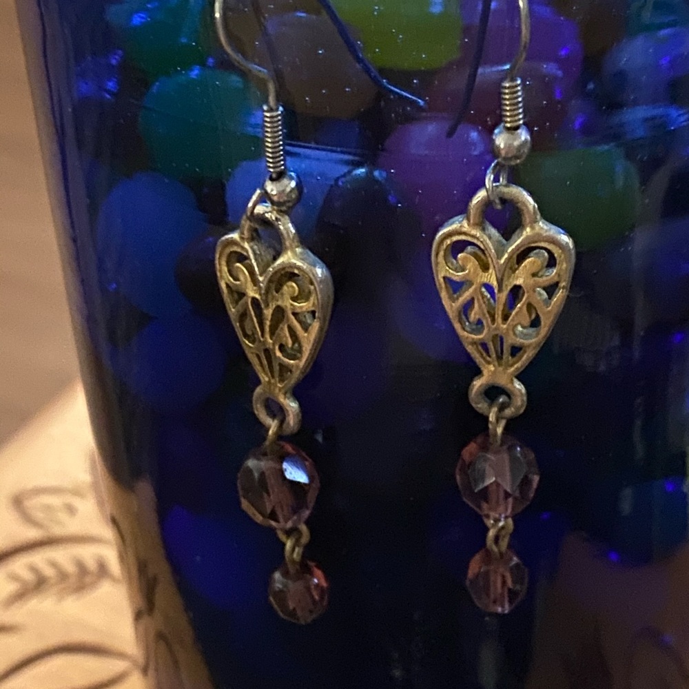 Victorian style dangle amethyst earrings.